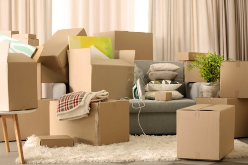 Professional movers planning access in a St Giles residential area